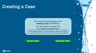 Title page for Creating a Case in SalesForce